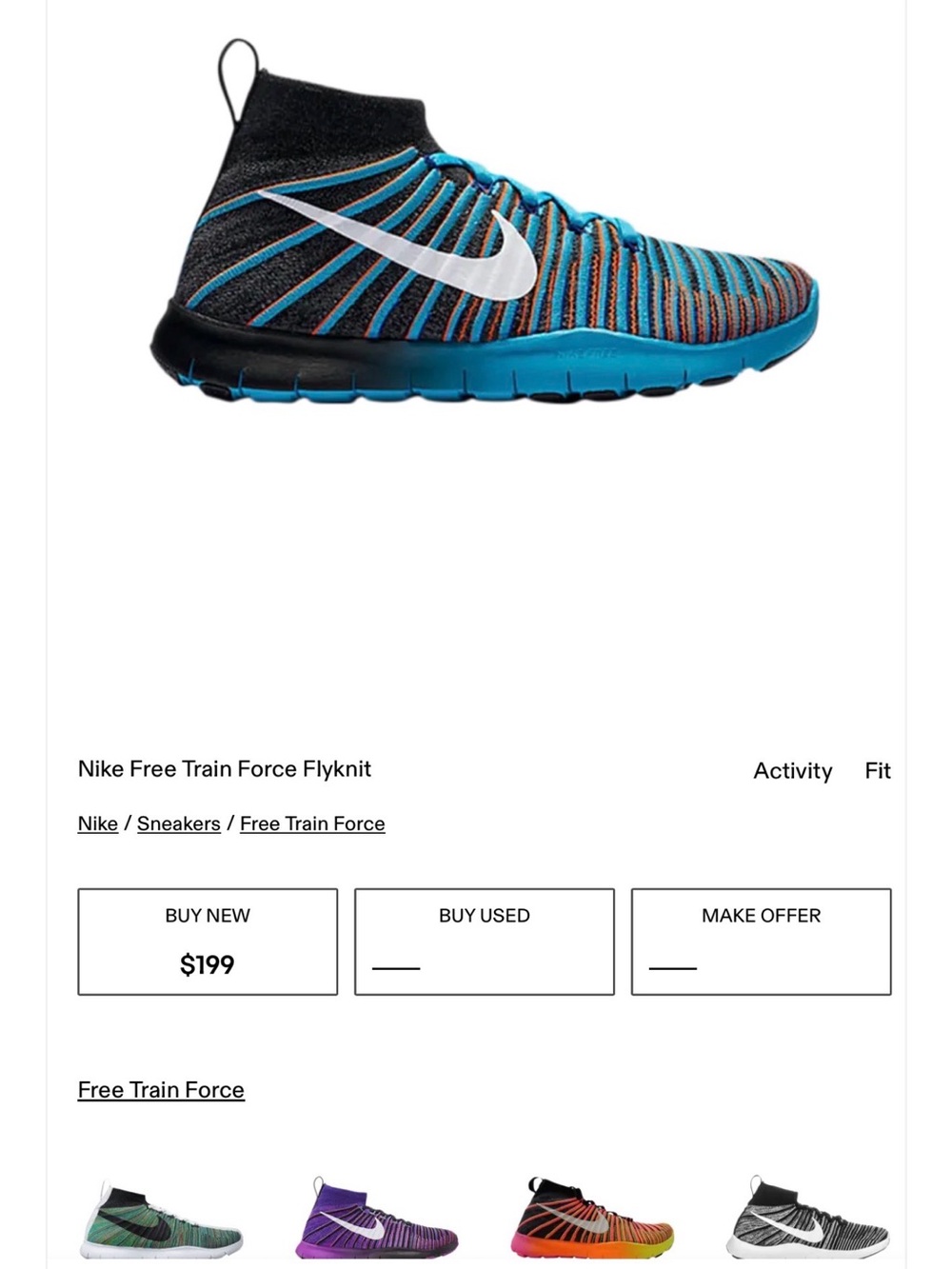 Nike Flyknit Mid-Top Training Shoe in Blue, Black and White